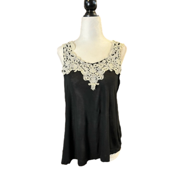 Vintage Black and Lace Forever 21 Tank Top Size Small - Picture 2 of 5